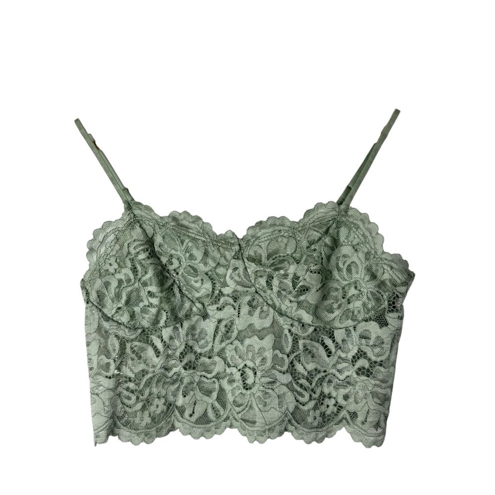 Boutique Sage Green Floral Green Cropped Bralette S